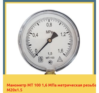 Манометр МТ 100 1,6 МПа метрическая резьба М20х1.5 в Кызылорде
