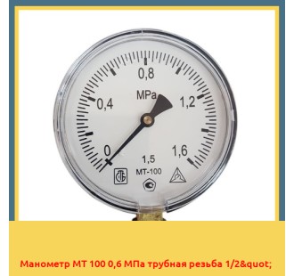 Манометр МТ 100 0,6 МПа трубная резьба 1/2" в Кызылорде