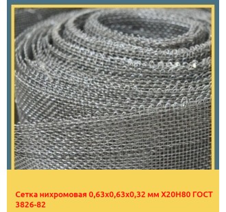 Сетка нихромовая 0,63х0,63х0,32 мм Х20Н80 ГОСТ 3826-82 в Кызылорде